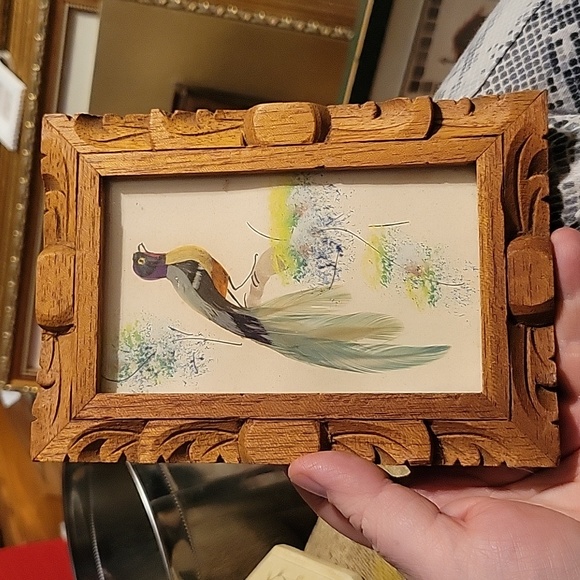 Hand Crafted Wall Decor Vintage Handmade Bird Picture Hand Carved